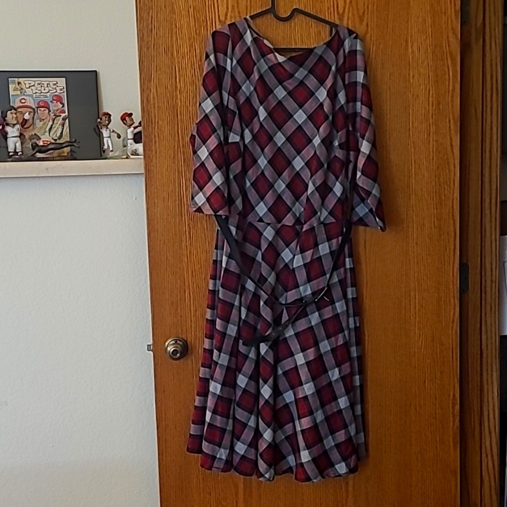 Unique Vintage Red and Black Plaid Dress